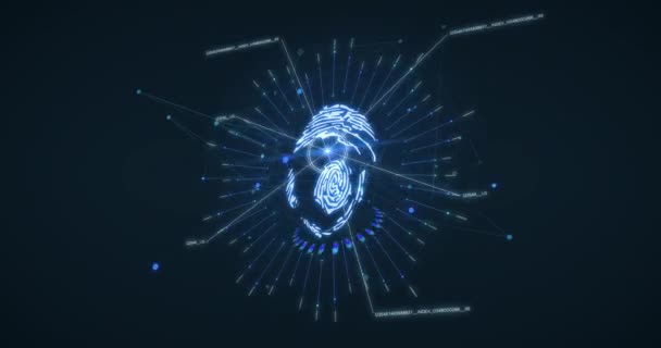 Fingerprint Scan Animation Glowing Blue Background — Video