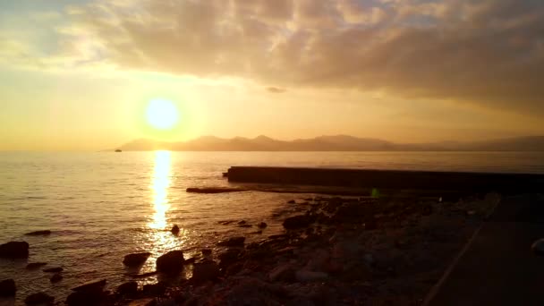 Tiro Aéreo Cannes Durante Pôr Sol — Vídeo de Stock