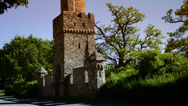 Camera Tilt Small Medieval Tower Side Road — Video Stock