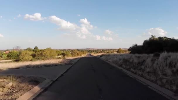 Drone Lonely Tar Road Activity Sunny Day — Stock video