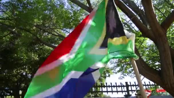 Wind Blowing South African Flag — Stockvideo