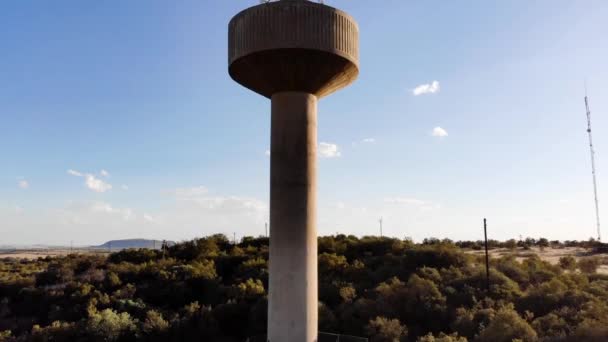 Drone Reveal Shot Broadcast Tower Rural Area Sunny Day — Stockvideo