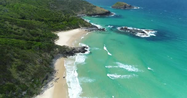 Aerial Shot Beach Australia East Coast Shot Slowly Pans Revealing — Stock video