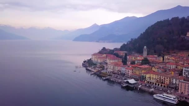 Aeraial Panning Shot Bellagio North Italy View Lake Como Swiss — Video Stock