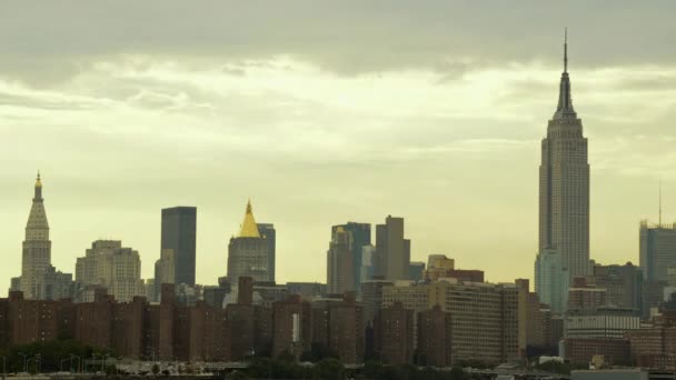 Time Lapse New York City Skyline Sunset Can See Empire — Vídeo de Stock