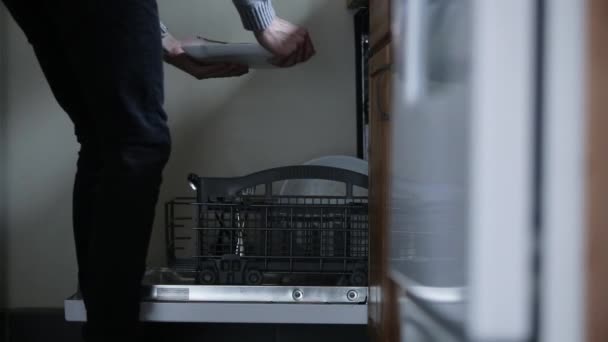 Home Loading Dishwasher — Stockvideo