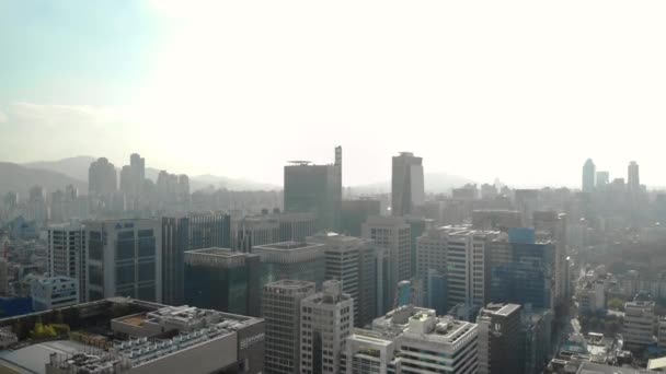 Letecké Záběry Města Koreje Města Soulu Krajiny Skyline Gangnam Pohyb — Stock video