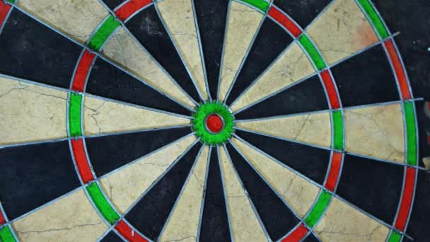 Slow Motion Dart Hitting Bullseye Dart Board Precision Practice — 비디오