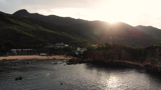 Aerial Shot Fishing Village Phu Yen Vietnam — Stockvideo