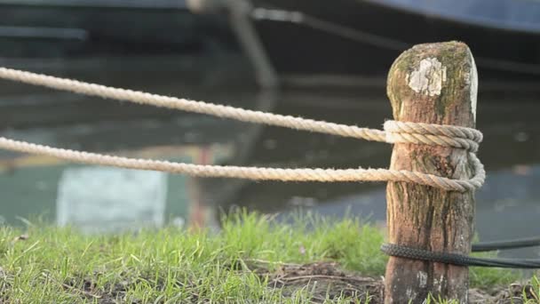 Canal Towpath Mooring Ropes — Video Stock