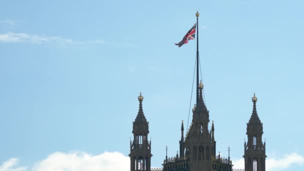 Flag Waving Tower London England — Wideo stockowe