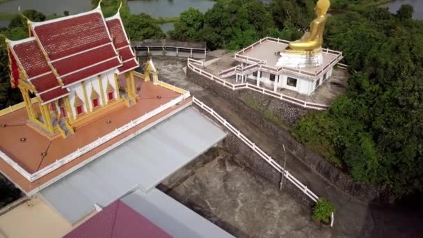 Αεροφωτογραφία Ενός Αγάλματος Του Βούδα Και Ενός Ναού Ταϊλάνδη — Αρχείο Βίντεο