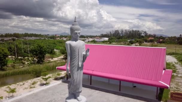 Slow Rotation Standing Statue Buddha Thailand — Stockvideo