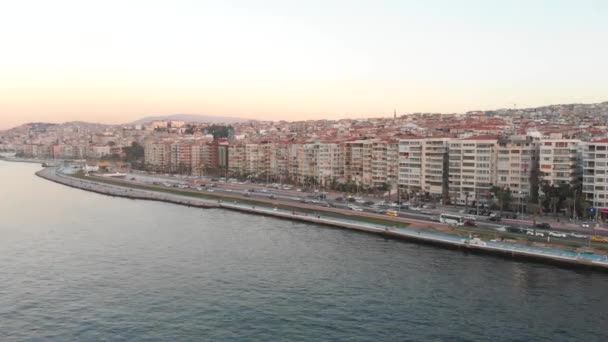 Mehrere Drohnenschüsse Einem Sonnigen Nachmittag Izmir Der Drittgrößten Stadt Der — Stockvideo