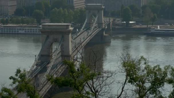 View Chain Bridge Stephens Basilica Budapest Hungary — Stockvideo