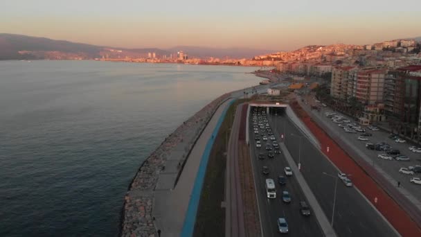 Vários Tiros Drone Uma Tarde Ensolarada Izmir Terceira Maior Cidade — Vídeo de Stock