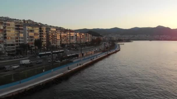 Mehrere Drohnenschüsse Einem Sonnigen Nachmittag Izmir Der Drittgrößten Stadt Der — Stockvideo