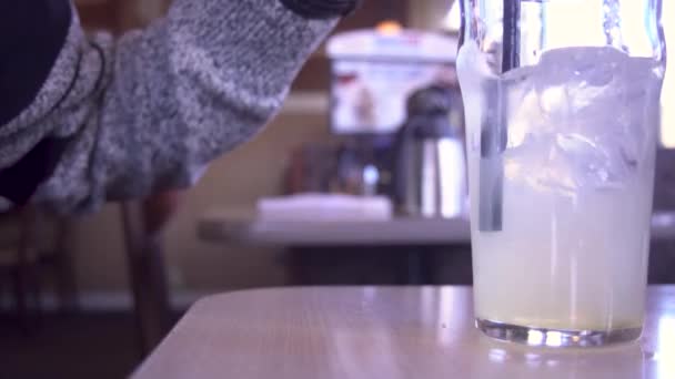 Stirring Drinking Juice — стоковое видео