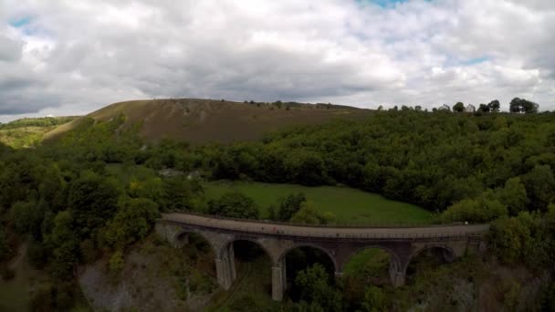 Légi Emelkedő Kilátás Headstone Viadukt Híd Derbyshire Peak District Nemzeti — Stock videók