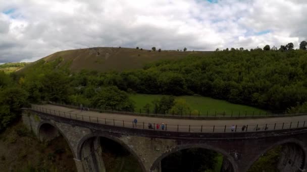 Légi Emelkedő Kilátás Headstone Viadukt Híd Derbyshire Peak District Nemzeti — Stock videók