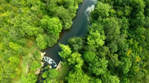 Aerial View Trees Forests River Derbyshire Peak District National Park — ストック動画