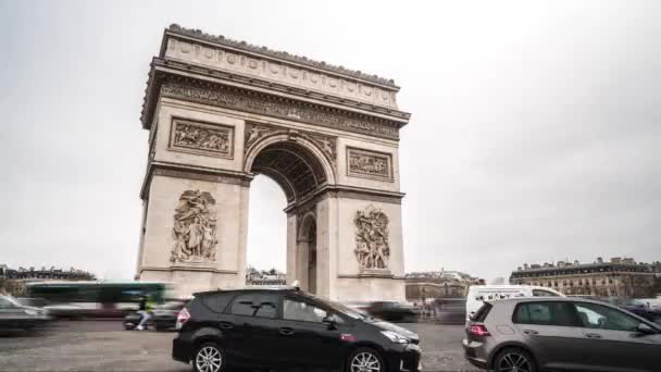 Static Timelapse Arc Triomphe Paris France — стокове відео