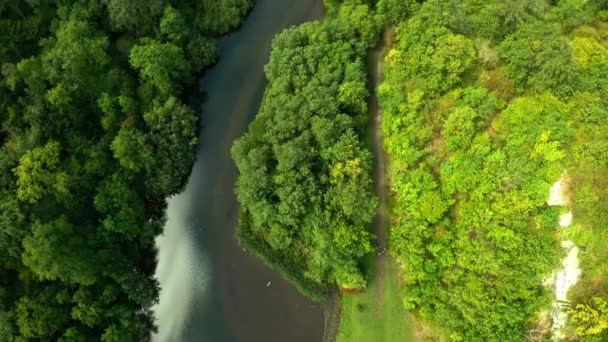 Aerial View Trees Forests River Derbyshire Peak District National Park — ストック動画