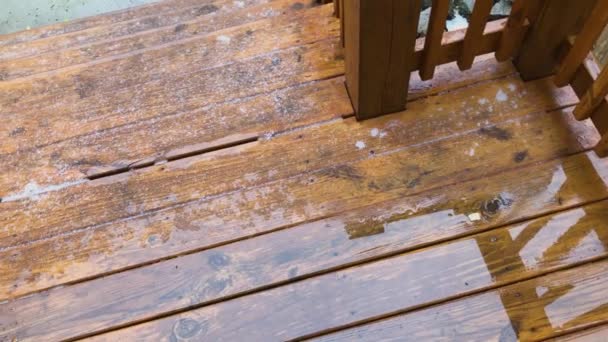 Back Porch Wet Melting Snow Storm — Wideo stockowe