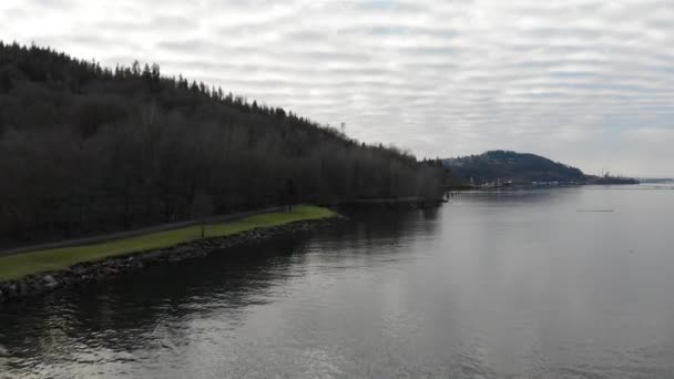 Various Drone Shots Barnet Marine Park Burnaby British Columbia Canada — Vídeos de Stock