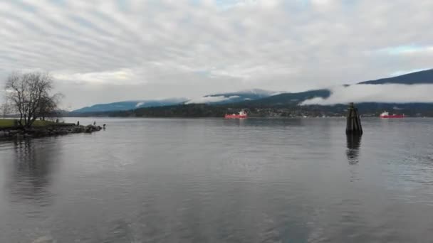 Vários Tiros Drone Torno Barnet Marine Park Burnaby Colúmbia Britânica — Vídeo de Stock