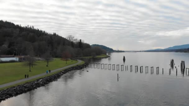 Various Drone Shots Barnet Marine Park Burnaby British Columbia Canada — Vídeo de stock