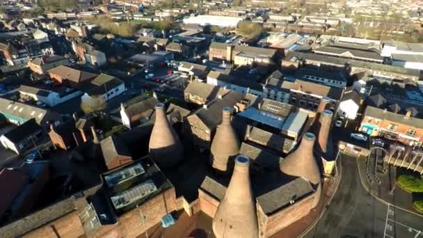 Aerial View Famous Bottle Kilns Gladstone Pottery Museum Formerly Used — Stok video