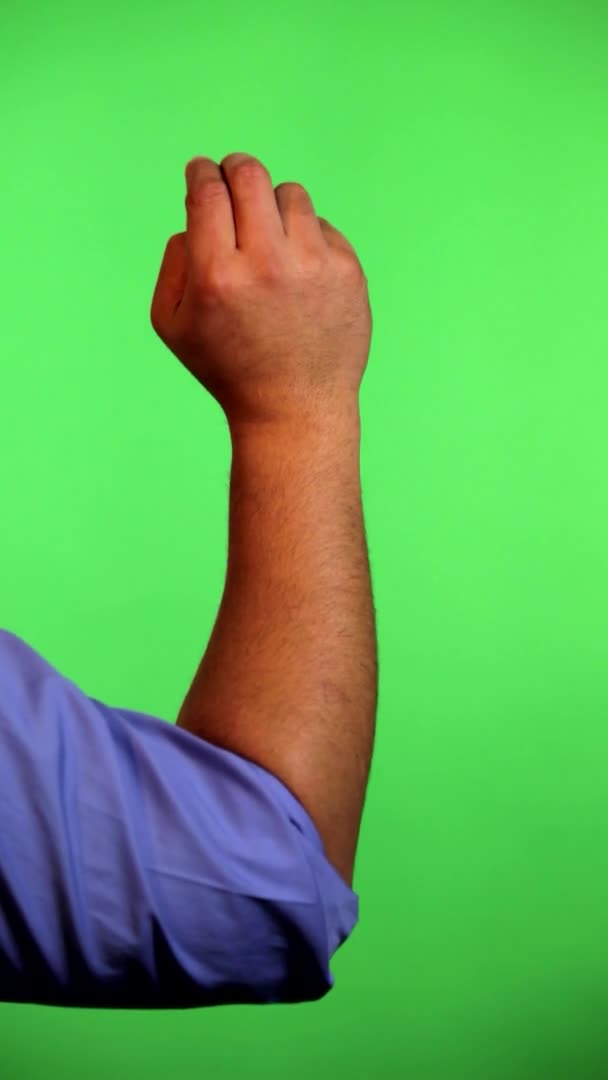 Рука Перед Зеленим Екраном Яку Буде Використано Бажанням Повернути Зображення — стокове відео