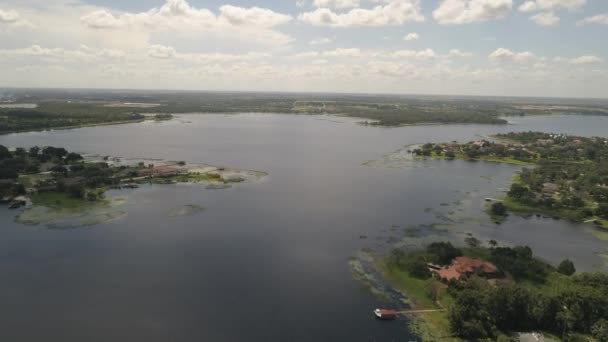 Cinematic Drone Footage Johns Lake Boat Ramp Winter Garden — Stock videók