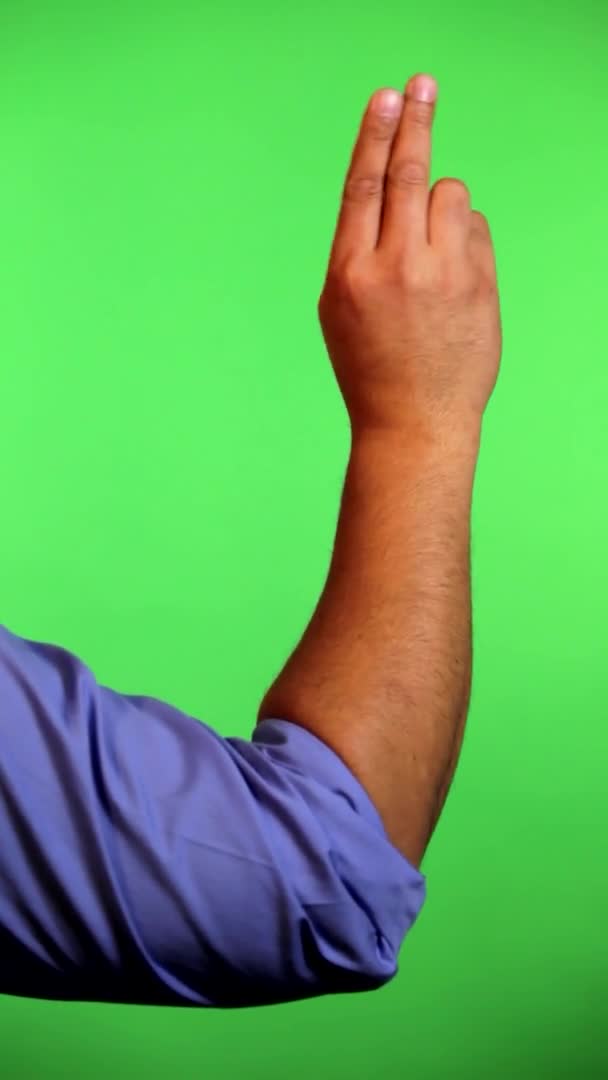 Рука Перед Зеленим Екраном Яку Буде Використано Бажанням Повернути Зображення — стокове відео
