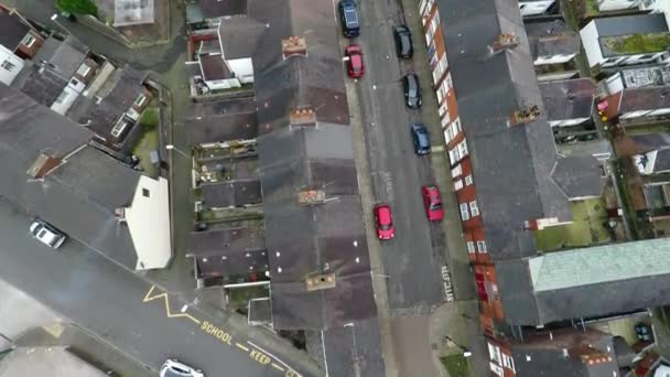 Luchtfoto Van Terrace Housing Een Van Stoke Trents Armere Gebieden — Stockvideo