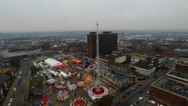 Aerial View Drone Images Winter Wonderland City Centre Annual Christmas — ストック動画