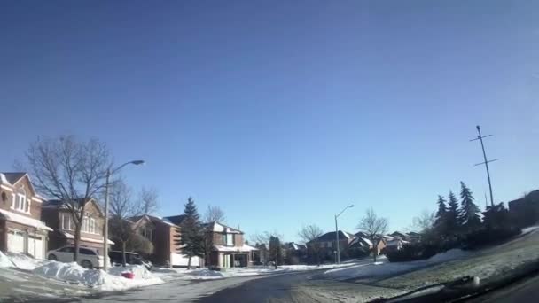 Dashcam View Cruise Snowy Road Winter — Wideo stockowe