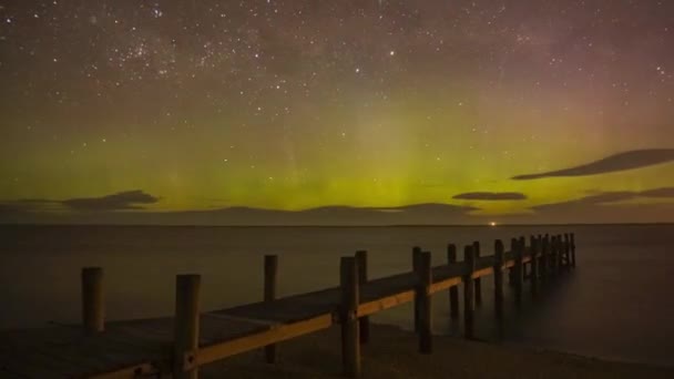 Time Lapse Southern Hemisphere Aurora Australis Bridge Awarua Plain New — Vídeo de Stock