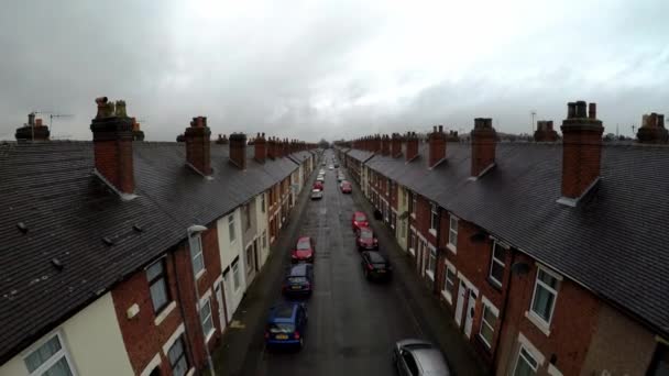 Aerial Footage Oldfield Street One Stoke Trents Poorer Areas Terrace — Video Stock