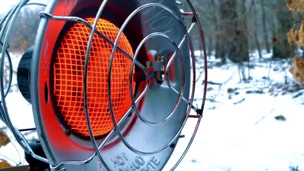 Close Gas Propane Heater Snow — Stockvideo