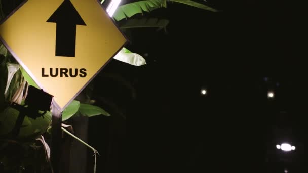 Night Sign Bali Road — Stok video