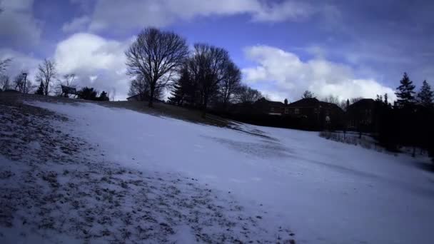 Timelapse Clouds Moving Winter Landscape — Stockvideo