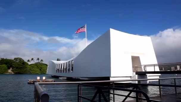 Wide Shot Taken Uss Arizona Memorial Tour Pearl Harbor Historic — Stock video