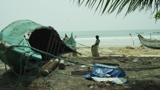 Fishing Scenery Beach Asia — 图库视频影像