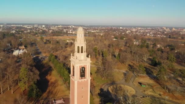 Dogwood Dell Carillon Tower Richmond Virginia Aerial — Vídeos de Stock