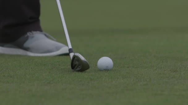 Hitting Golf Ball Close Slow Motion — Video Stock