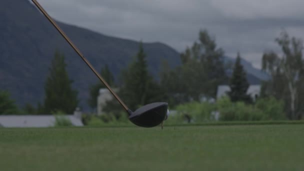 Hitting Golf Ball Close Slow Motion — Vídeo de Stock