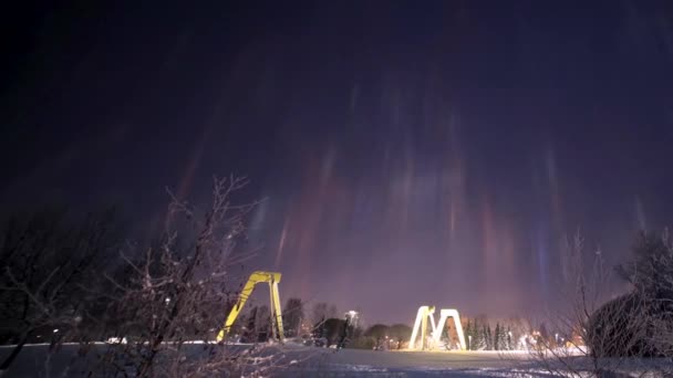 Lightpillars Jrvenp Finland Winter Night — Vídeos de Stock