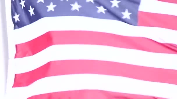 American Flag Close Windy Day — Stock Video